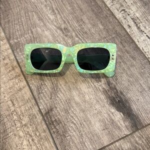 Green Marbled Rectangular Sunglasses